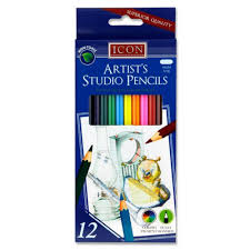 Icon Box 12 Artists Studio Colour Pencils
