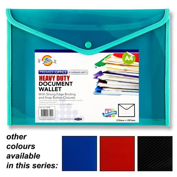 Premier Office A4 Button Document Wallet Folder
